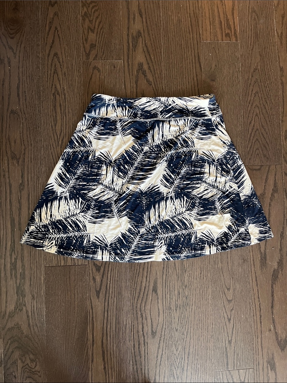 Navy and White Palm-Print Circle Skirt